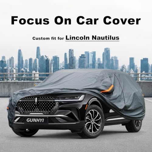 Image of GUNHYI Premium Car Cover Custom Fit Lincoln Nautilus, 16 Layers Heavy Duty Car Cover Waterproof All Weather with Zipper Door for Sun Rain Snow Dust Uv Protection