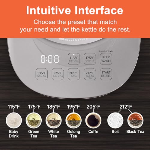 Titanium-Stainless-Steel-Electric-Kettle-with-Tea-Infuser-and-Temperature-Control15L-Glass-Tea-Maker1500W-Rapid-BoilingProgrammable-Control-for-your-Favorite-Teas-and-Coffee-Grey Titanium Stainless Steel Electric Kettle with Tea Infuser and Temperature Control15L Glass Tea Maker1500W Rapid BoilingProgrammable Control for your Favorite Teas and Coffee Grey