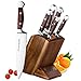 Emojoy Set de Couteaux, 6 Pièces Couteau de Cuisine, Bloc en Bois Naturel, Couteaux en Acier Inoxydable Allemand à Manche Ergonomique