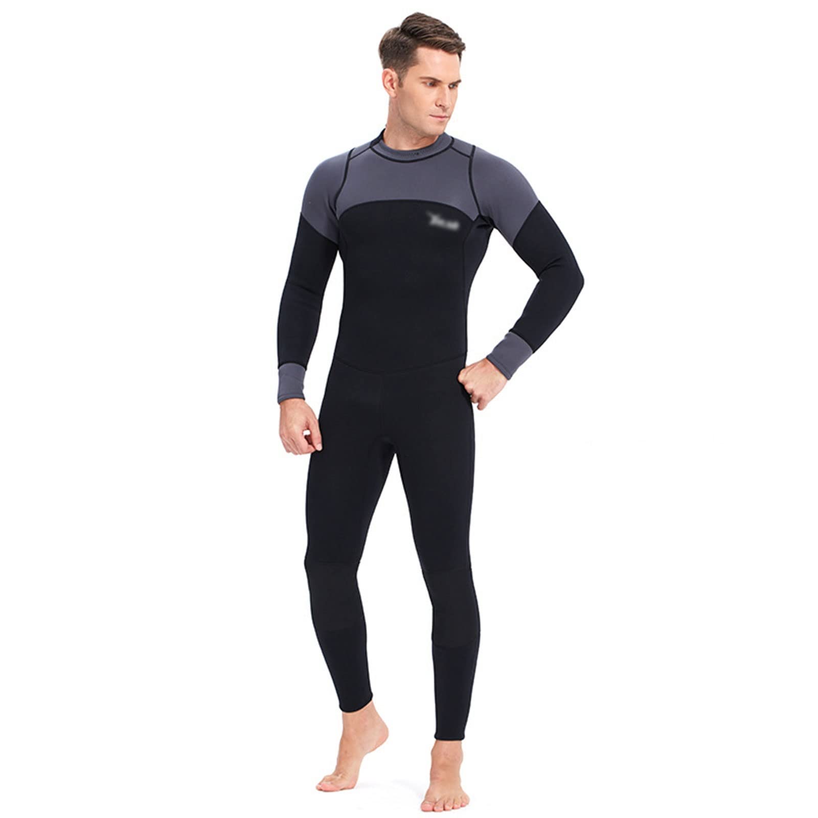 Wygwlg Muta da Uomo in Neoprene da 3 mm per Tutto Il Corpo, Muta a Maniche Lunghe con Zip Posteriore, Muta da Surf da Nuoto, Muta da Triathlon (Color : Dark Grey, Size : XXL)