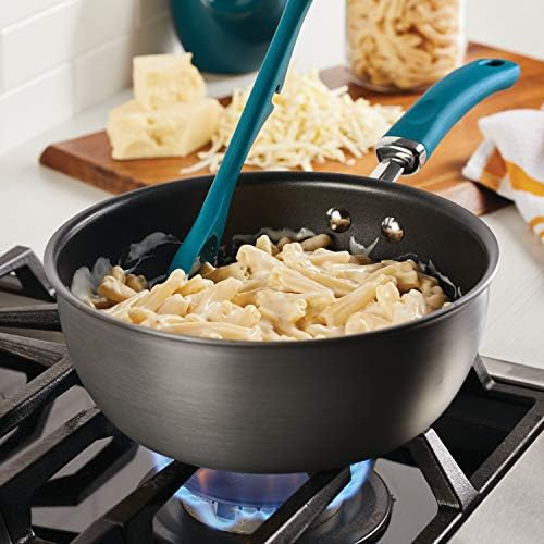 Rachael Ray Create Delicious Hard Anodized Nonstick Saute/All Purpose Pan with Lid, 3 Quart - Gray With Teal Handles - Thumbnail 4