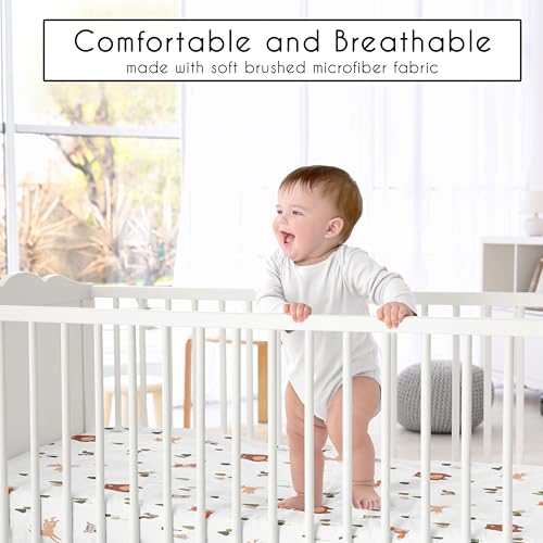 Image of Sweet Jojo Designs 3-Piece Baby Crib Bedding Set (Woodland Animals) for Boys or Girls, Infants /Nursery incl. Blanket, Fitted Sheet and Crib Skirt (Neutral Theme, Woods, Forest Animal, Bear, Deer Fox)