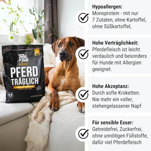 Tales & Tails Halbfeuchtes Trockenfutter für Hunde | Getreidefrei | Eine Tierische Proteinquelle | Hohe Akzeptanz & Verträglichkeit (4 kg (2er Pack), Pferd)