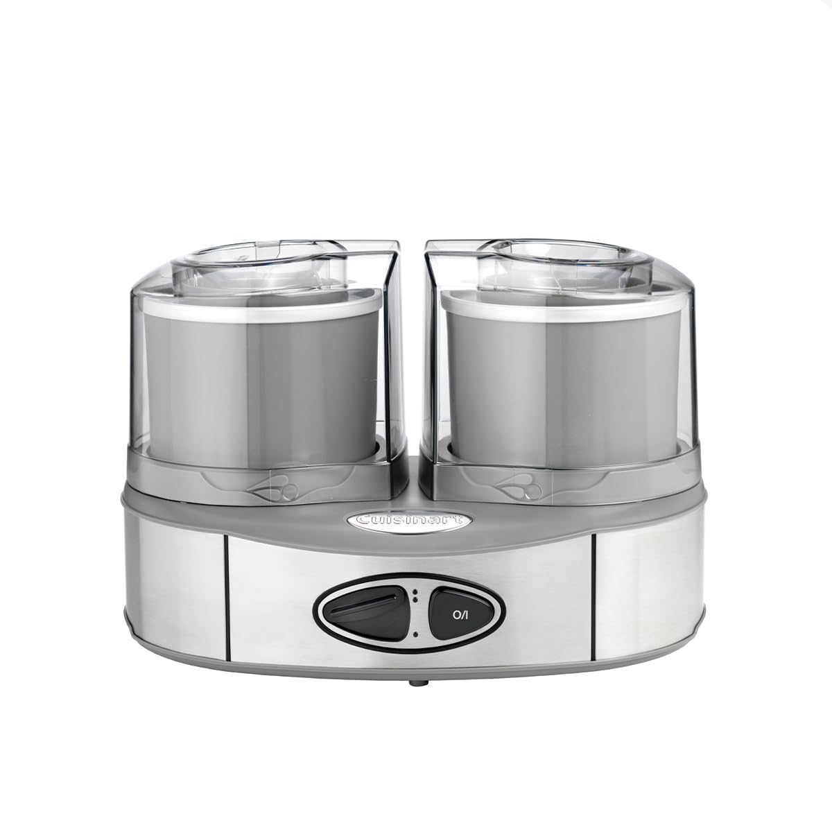 Cuisinart Duo Ice Cream Maker | Sforna 2 gusti contemporaneamente | 2 x 1L Macchina per gelati e gelati fatti in casa | Sorbettiera | Gelatiera | Yogurtiera | Grigio