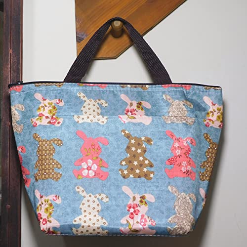 Insulated Cooler Bags For Lunch - Thermal Canvas Lunch Tote With Zipper Pocket Handle Strap,Reusable Picnic Lunch Box Insulation Bag For Travel Trip Camping Party Office Work Outdoor Men Women/Rabbits #TOP2