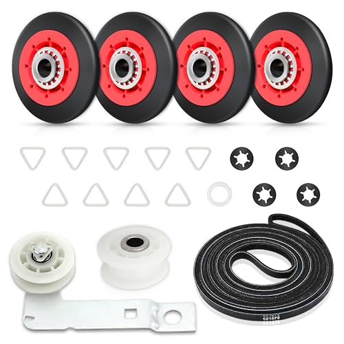 For Maytag MEDE500VW1 MEDC215EW1 MEDB835DW3 Dryer Maintenance Kit Replacement For Whirlpool Duet WED9150WW1, 9050XW1 WGD9200SQ0 WGD8600YW1 GEW9250PW1 WED9400SW2 WED9200SQ0 With Belt Rollers Pulley
