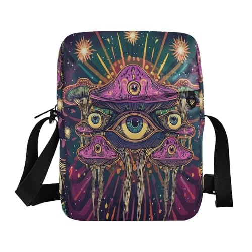 small messenger bag for women shoulder bag crossbody women's crossbody handbags Adjustable Strap for work work - Mushroom with Eyes Psychedelic1