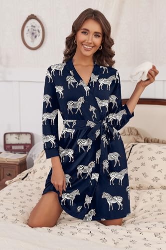 Image of HOTOUCH Womens Robe Lightweight Short Knit Bathrobe Soft Ladies Sleepwear with Pockets