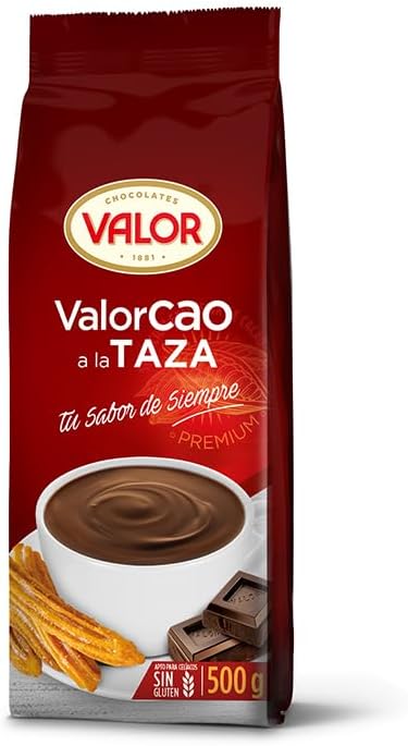 Valor. Valorcao a la taza. Cocoa Powder mix for Hot chocolate. 500g (1.1lb). Pack of 2.