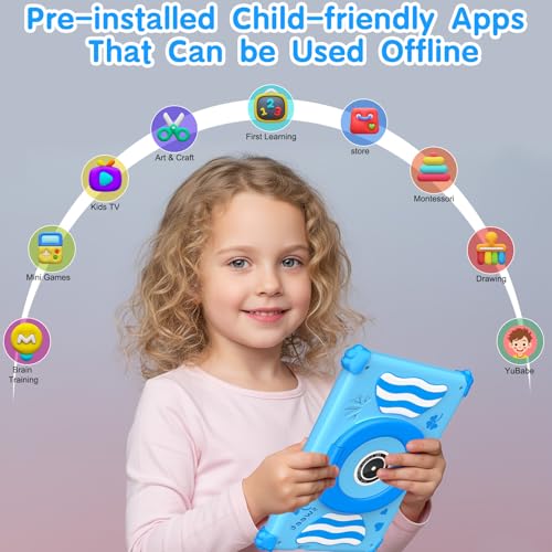 Image of ascrecem Kids Tablets 7 Inch Android 15 Toddler Tablet for Kids with 2.4G+5G WiFi6 Penta Core 6GB RAM 32GB ROM Childrens Tablet Dual Camera 128GB Expandable Parental Control Educational Games (Blue)