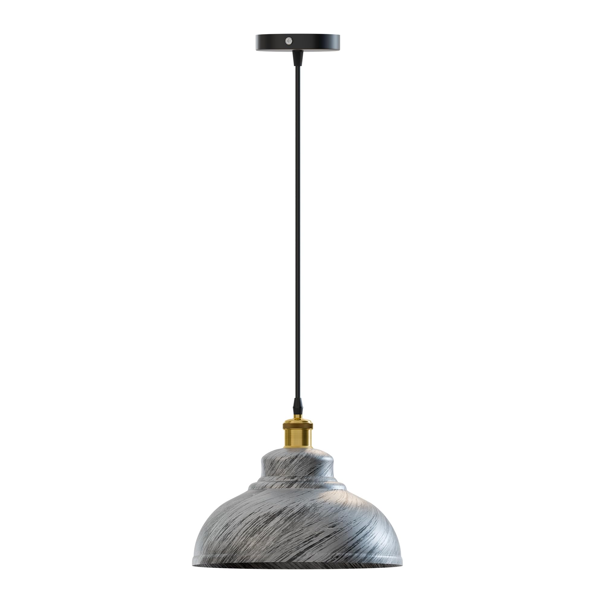 LEDSone Industrial Ceiling-Pendant Light 29cm Curvy Metal Shade E27 Base, 95cm Adjustable Cable Vintage Fixture for Kitchen, Dining, Living Room, Restaurant