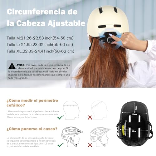 KINGLEAD Casco de Bicicleta, Casco Urbano Commuter, Elegante Casco de Bicicleta para Hombre y Mujer, para Ciclismo, Trekking, Ciudad, Scooter, Casco Ajustable (Bianco, L:55-60CM) - imagen 4
