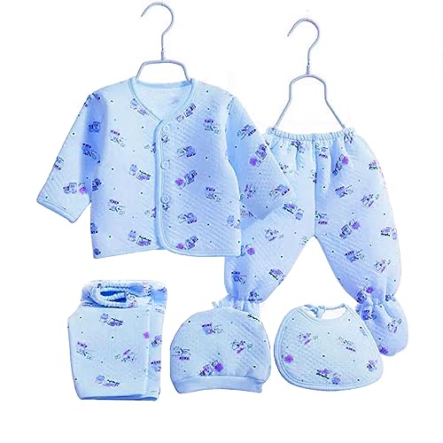 Fancy Walas Presents New Born Baby Winter Wear Keep Warm Baby Clothes 5Pcs Sets Cotton Baby Boys Girls Unisex Baby Fleece/Falalen or Flannel Suit Infant Clothes First Gift
