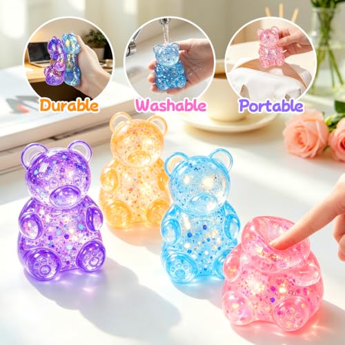 Gummy Bear Squishy Stress Bear Taba Squishy Toys Squeeze Fidget Toys for Stress Relief Sensory Stress Balls for Kids and Adults Birthday Gifts Party Favors Stocking Stuffers Class Prizes(Blue) - Image 3