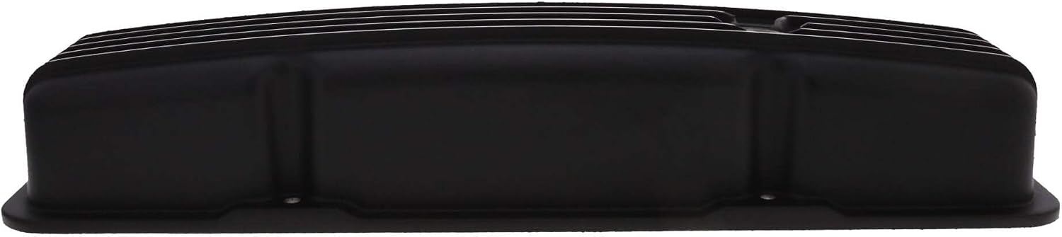Top Street Performance Finned Aluminum Valve Covers, 2 9/16" Ht 1.25" Hole for 1958-1986 Chevy Small Block - Black