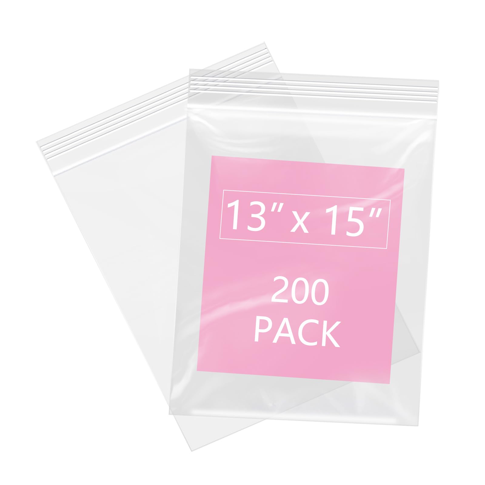 200 sacchetti in plastica richiudibili con chiusura lampo, 33 x 38 cm, 2 Mil in plastica trasparente, richiudibili, con chiusura lampo, per vestiti, magliette, pantaloni