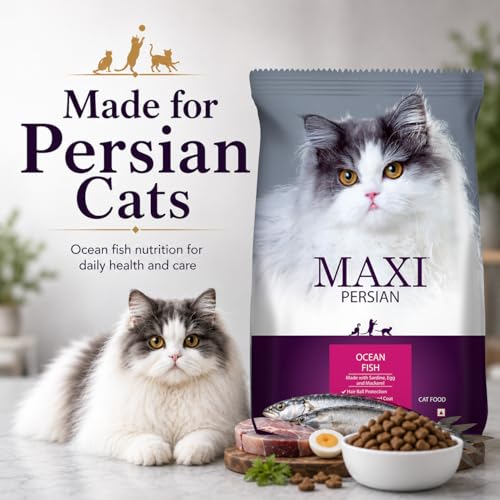 Image of Maxi Persian Adult Dry Cat Food 2.4kg (1.2kg + 1.2kg) | Ocean Fish Flavour | Suitable for All Life Stages | Supports Healthy Coat & Skin | Enriched with Essential Nutrients