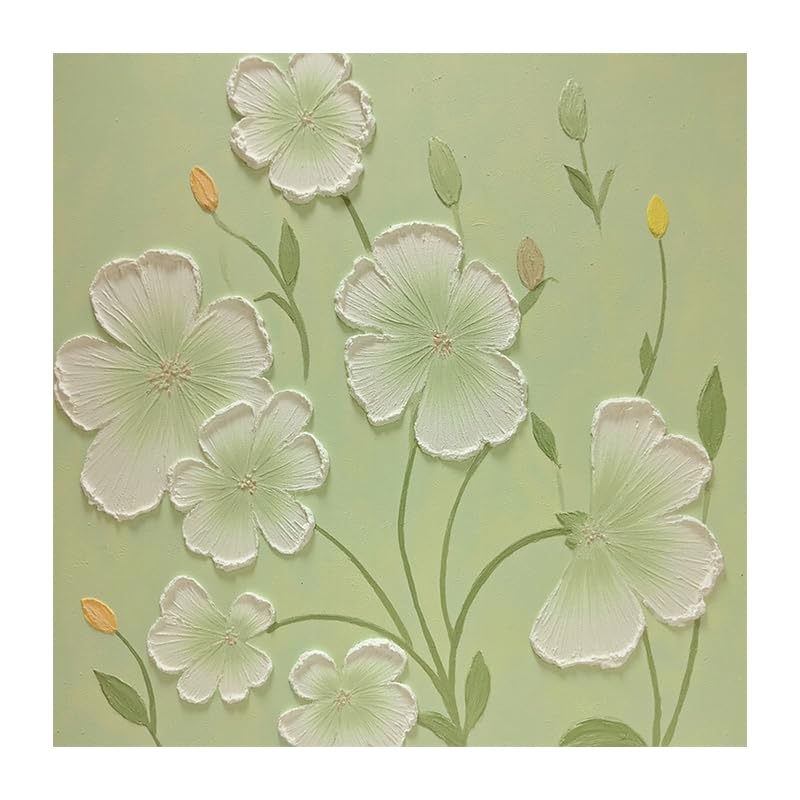 Peinture à l'huile toile verte pour habiller un mur vide avec un art floral épuré