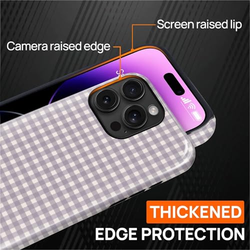 casesok for iPhone 15 Pro Max Case,Compatible with MagSafe,Dual-Layer Hard Shell + Silicone Cover,Full Body Protection Shockproof Case for iPhone 15 Pro Max-Purple Gingham Retro Checkered by casesok - Used condition - Image 6