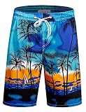 ELETOP Men's Swim Trunks 9" Long Board Shorts for Swimming Quick Dry Beach Holiday Bathing Suit Blue