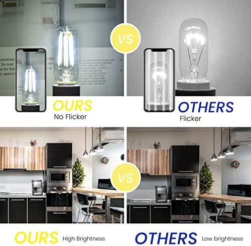 DoRight LED Cooker Hood Bulbs E14 4W LED Light Bulb SES Appliance Lamp 400lm, 40W Equivalent T26 Tubular Filament Bulb 6000K Cool White Dimmable for Sewing Machine Light/Refrigerators Bulb (2 Pack)