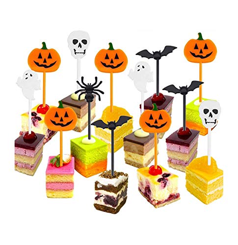 100 Stück Halloween-Cupcake-Topper – Mit Geistern, Kürbissen & Skeletten
