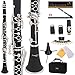 Mendini by Cecilio B Flat Beginner Student Clarinet with 2 Barrels, Case, Stand, Book, 10 Reeds, Mouthpiece and Warranty (Ebonite)