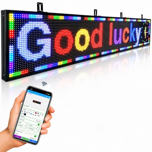 Image of P10 Scrolling Programmable Led Sign For Business Custom Banner Advertising Outdoor Open Digital Led Display Screen Message Board Wifi Control High Brightness Neon Sign 77 inchX14 inch
