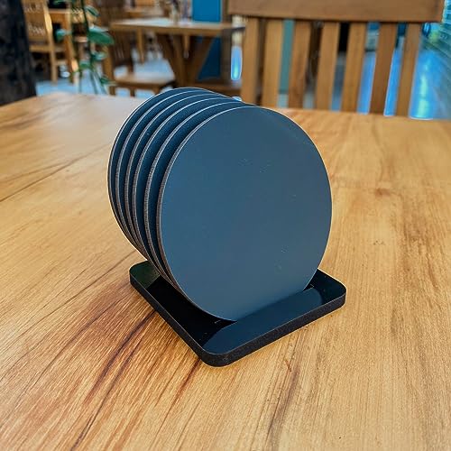 Kit de Porta Copos Minimalista Cinza com Suporte - 6 Unidades