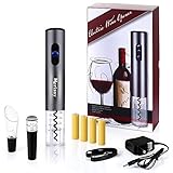 Merisny Tire Bouchon Electrique, Rechargeable Ouvre Bouteille électrique, Boîte Cadeau avec Coupe-Capsule, Bouchon à Vide, and Verseur à vin - Cadeau Anniversaire Homme
