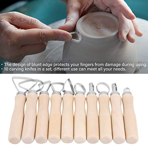 Akozon Pottery Tools Clay Sculpture Tool Set JR2-10/ 10Pcs DIY Wax Carving Pottery Shapers Tools Clay Sculpting Tools Set Accessories - Thumbnail 4