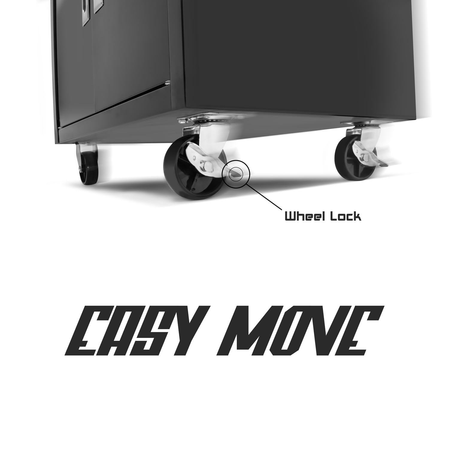 BOUDECH® BUDDY - Carrello da officina a due ante con cassetto e serratura, armadietto da garage con ruote autobloccanti, superficie di lavoro con tappetino antiscivolo