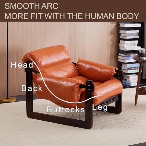 Sillón Plegable Cuero Retro Naranja miniatura 3