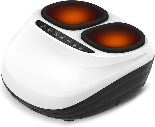 iKristin Foot Massager,Feet Massager with Heat, Foot Massager for Circulation with Deep Kneading and Air Compression Massage,Relieve Foot Pain,Suitable for Office Workers/Elderly(White)