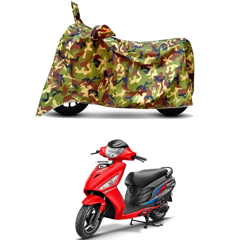Image of Waterproof 100% PVC Coated Full Bike Scooty Two Wheeler Body Cover Compatible for Hero Maestro Edge /UV-Rays /Heat Protection /Birds Dropping /Scratchproof /Dust Proof [6X6 Jungle Print]
