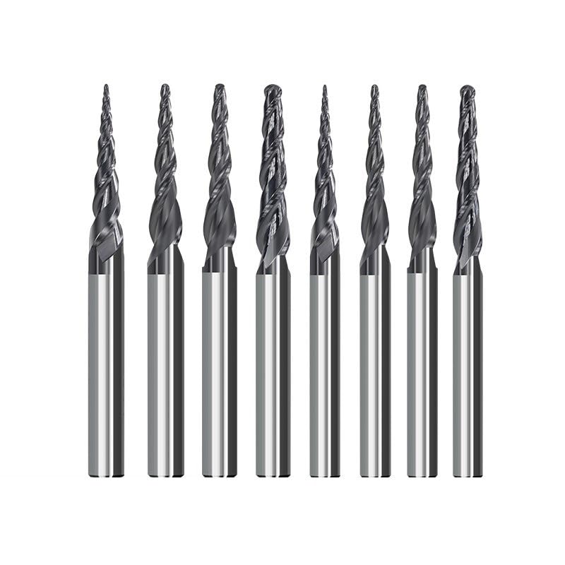 1 Uds fresa for madera carburo sólido punta de bola fresas de extremo cónico 2 flauta brocas rebajadora de CNC HRC55 broca de grabado for carpintería(1pc ALTIAN,R0.5x47xD8x85)