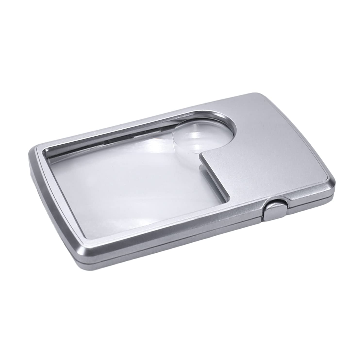 Othmro 1Pcs 4B-3 Silver Tone Square Double Mglass LED Illuminated Magnifying Glass Magnifier 3X/6X