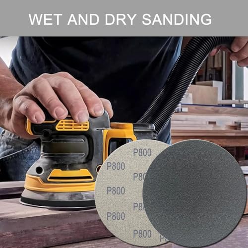 Image of 6 Inch 50 Pcs Wet Dry Sanding Discs Hook and Loop, 800 Grit Sandpaper Automotive Wood Metal Polishing & Sanding, Silicon Carbide Sand Paper for Random Orbital Sander (Grit 800)