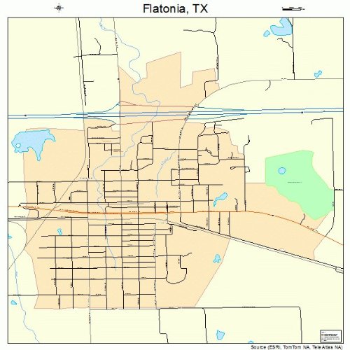 Large Street & Road Map of Flatonia, Texas TX Printed poster size