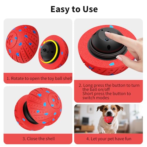 Image of 2-in-1 Interactive Dog Ball Toy for Aggressive Chewers, Automatic Moving & Bouncing E-TPU Dog Ball, 3 Modes Smart Pet Toy with Motion Sensor