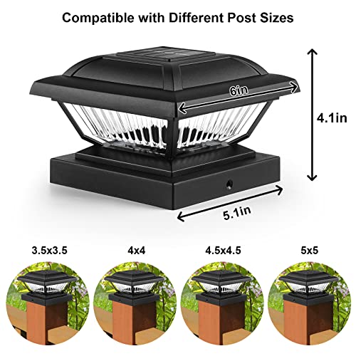 Nesstu Solar Post Cap Lights Outdoor: 6 Pack Solar Powered Fence Post Cap Lights Ip65 Waterproof Solar Deck Post Lights For 4X4 4.5X4.5 5X5 Posts Garden Patio Decor Outdoor Solar Lights #TOP1