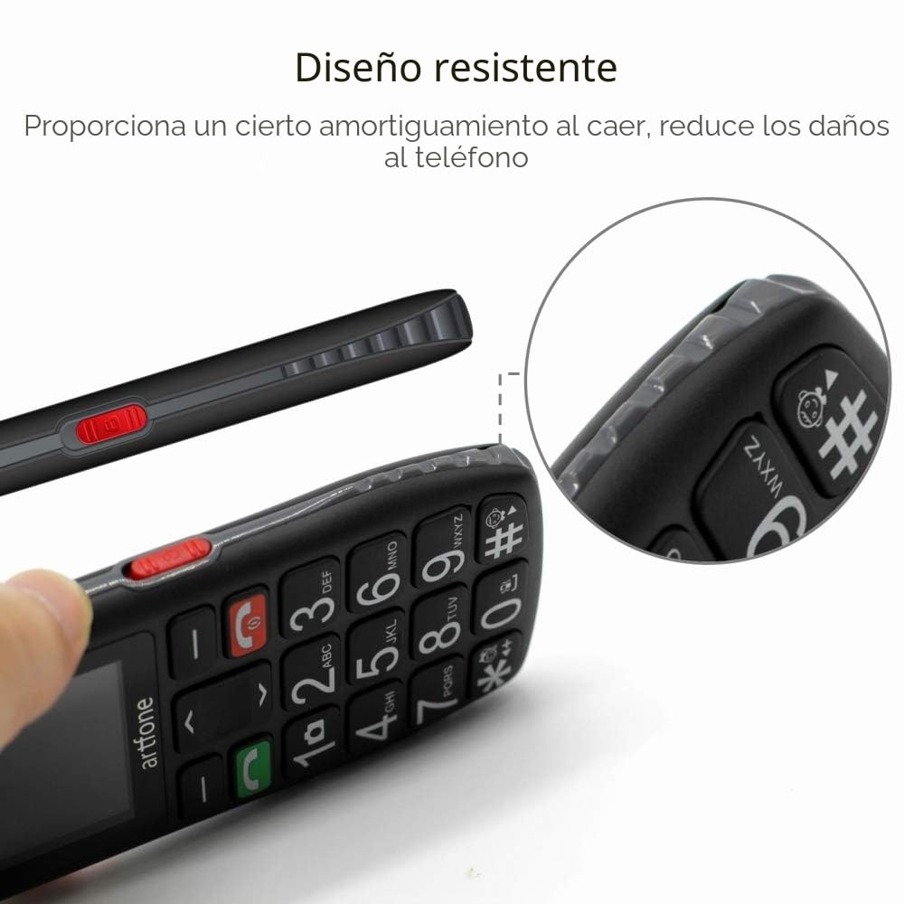 artfone C1 - Teléfono móvil para Personas Mayores, Botones Grandes, Volumen Alto, botón SOS, Negro