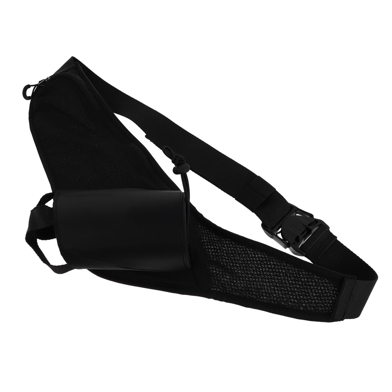UKCOCO Riñonera para Correr con Portabotellas de Nylon Negro | Diseño de Cintura, Cremallera Suave y Resistente, para Running y Viaje al Aire Libre