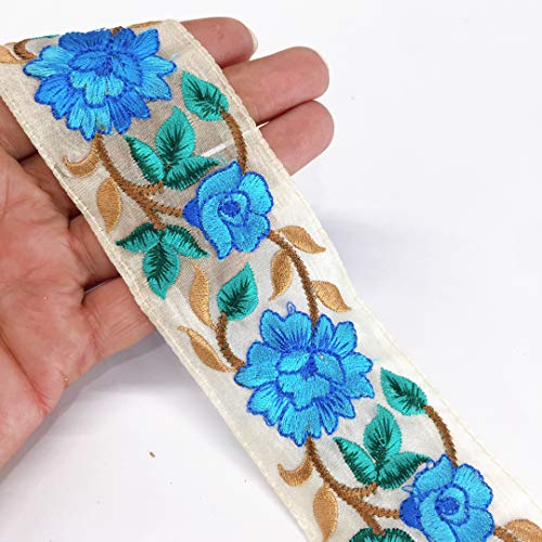 Cinta bordada multicolor turquesa Parsi Resham: Conecta con la esencia del lujo indio 2