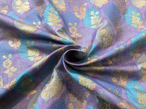Tissu brocart de soie floral mauve pour couture haut de gamme BRO1091