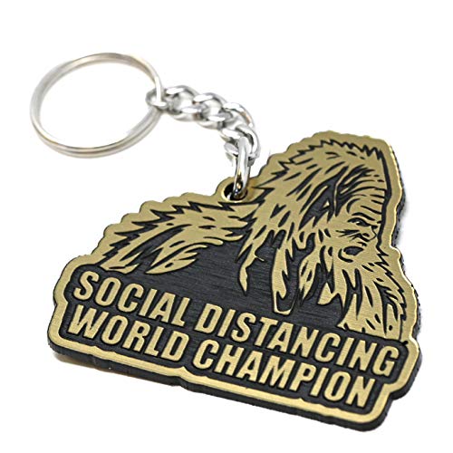 Funny CoronaVirus Meme BigFoot Keychain - Social Distancing World Champion Brass Plastic Key Chain | COVID 19 Humor