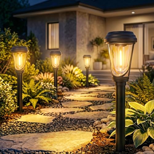 Lampes solaires jardin lot de 4 spots LED extérieur blanc chaud IP65