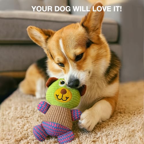 Image of Soft Plush Dog Toy | Comforting Chew Toy for Puppies & Dogs | Interactive Play and Gentle on Teeth | Durable Stuffed Animal Pets | Anti Anxiety Cute Cuddle Toy for Stress Relief (Teddy)