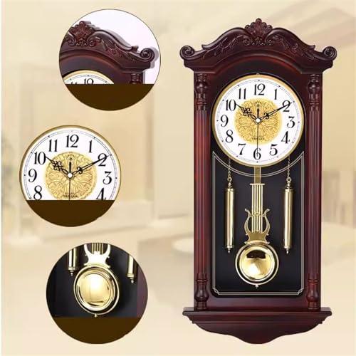 Pendule horloge murale balançoire rétro aux finitions soignées effet bois