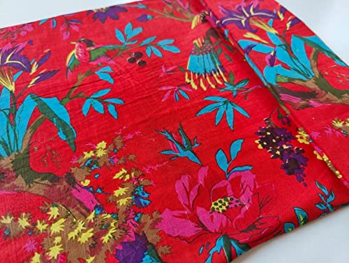 Image of Floral Printed Cotton Fabric Cloth Hand Block Print Fabric Women Material Running Jaipuri Hand Block Printed Women Dress Material Kurtis Natural 44 inch Inches Width 2.5 Meter (Pattern 32)
